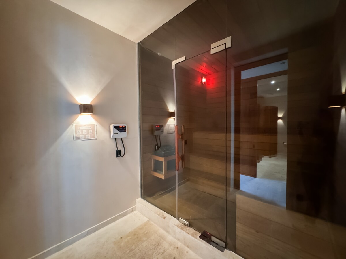 Bedroom window with morning jungle views