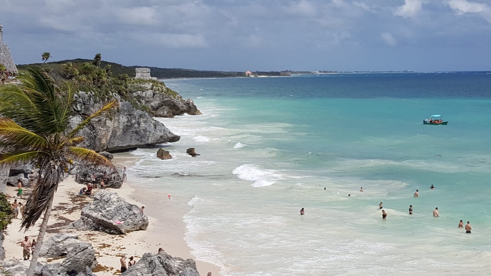 Tulum ruins perched on cliffs above the Caribbean Sea